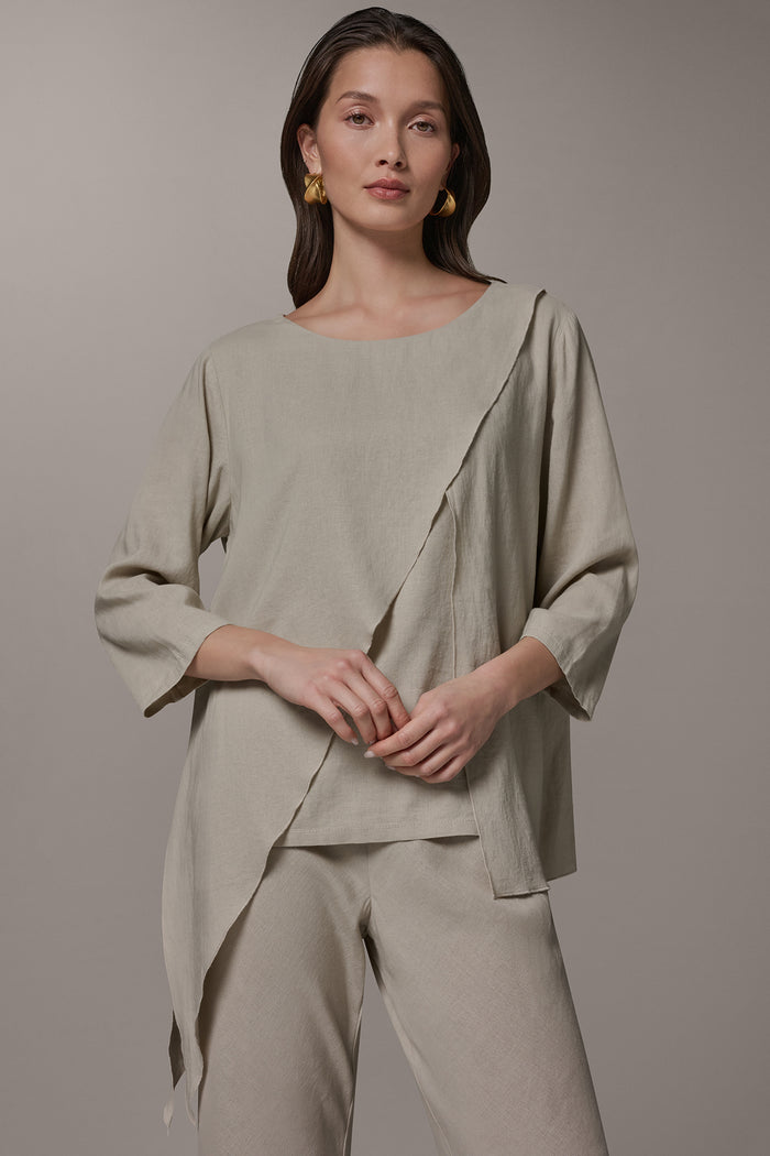 3/4 SLEEVE OVERLAY BLOUSE