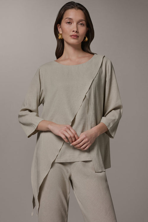 3/4 SLEEVE OVERLAY BLOUSE