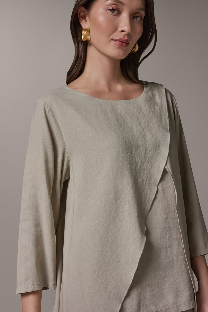 3/4 SLEEVE OVERLAY BLOUSE