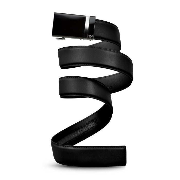 40mm Leather Ratcheting Belt - Black with Vader Buckle