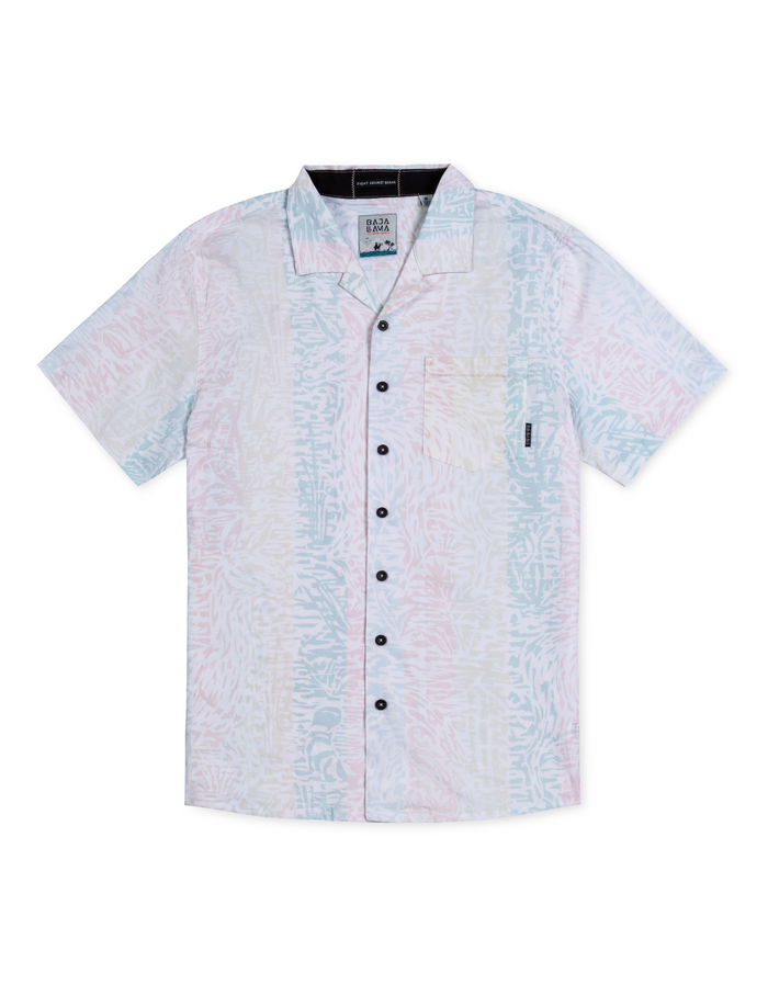7-Seas Short Sleeve Button-Down Shirt - Llama Stripes