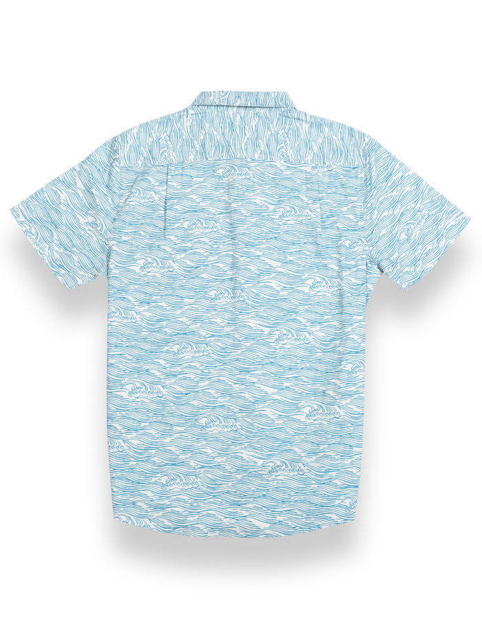 7-Seas Short Sleeve Button-Down Shirt - Roll Tides (Light Blue)