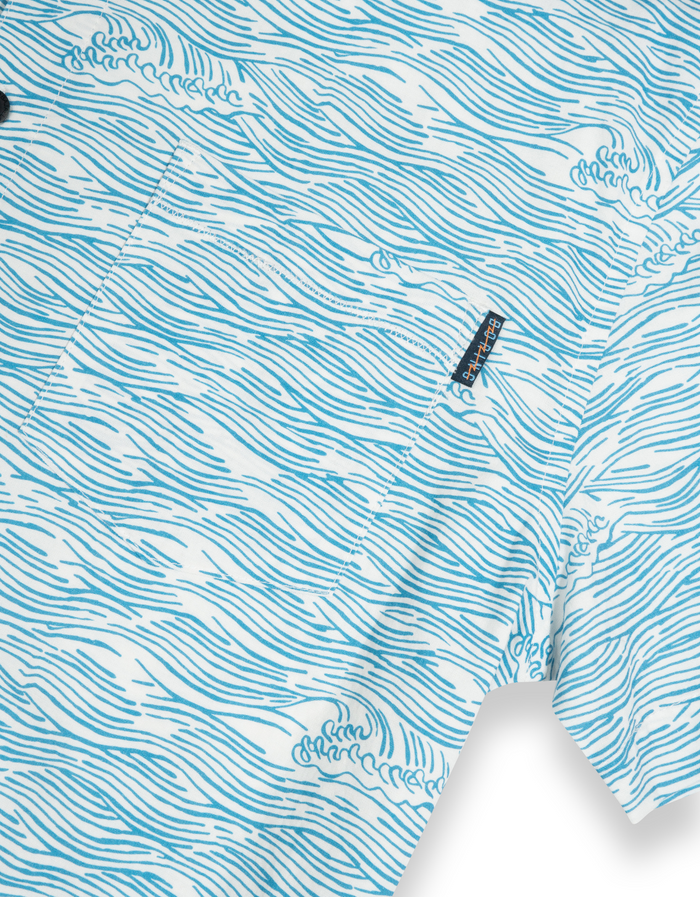 7-Seas Short Sleeve Button-Down Shirt - Roll Tides (Light Blue)
