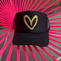 House of Shan Black/Gold Heart Hat