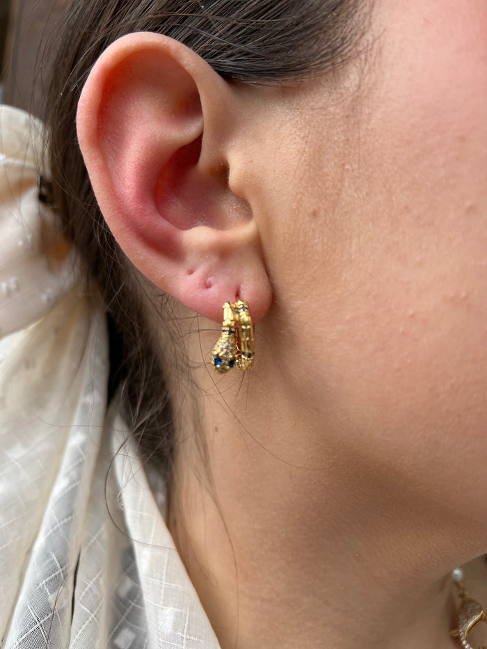Ruby & Violet Double Snakey Blue Eye Hoops
