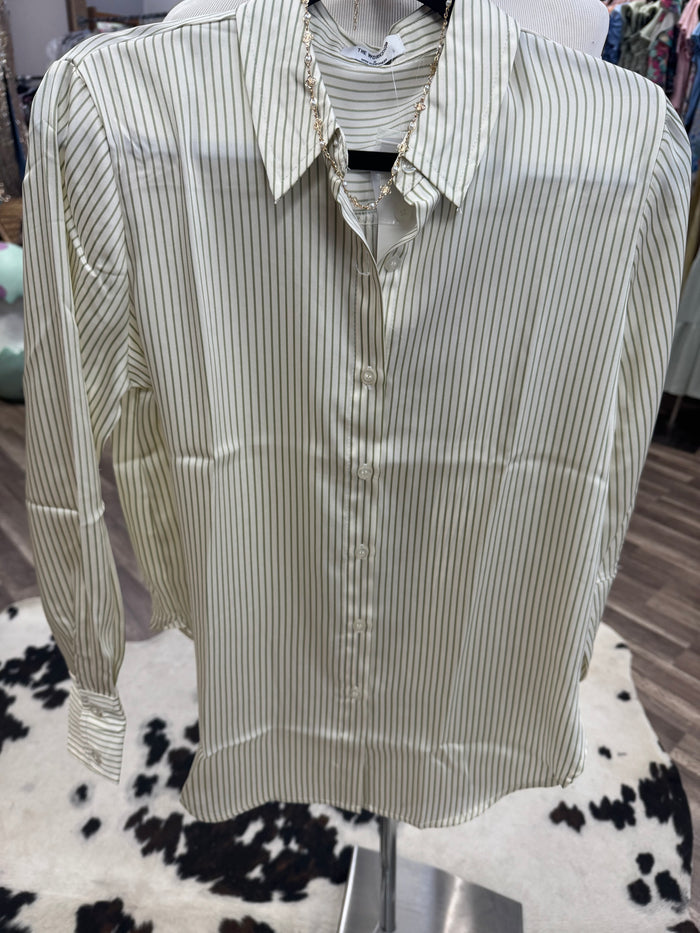 Pinstripe satin blouse