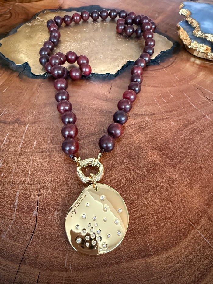 Lauren Amble Wood Pendant Necklace 32"