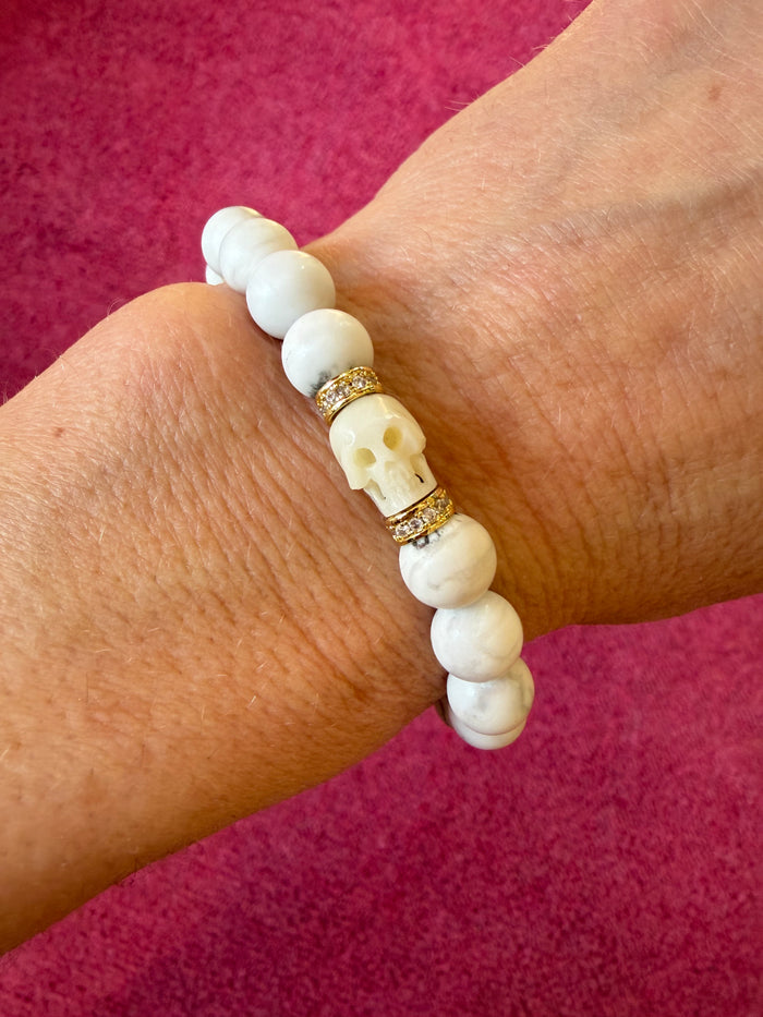 Ruby & Violet White Turquoise Skull Bracelet
