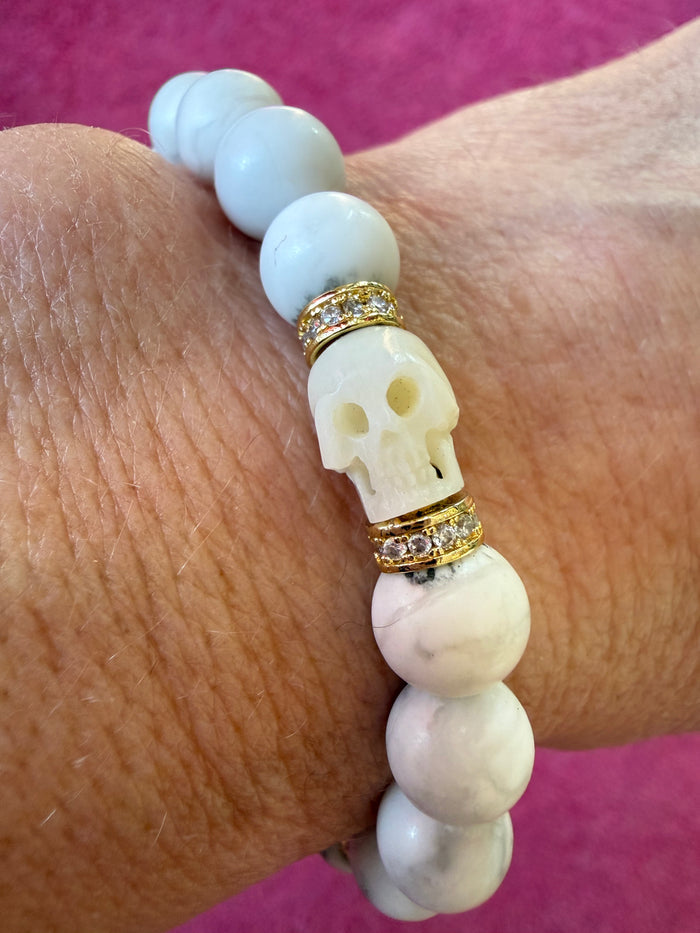 Ruby & Violet White Turquoise Skull Bracelet