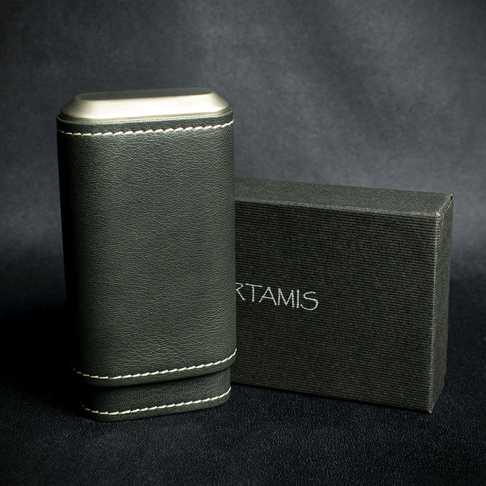 Artamis Black Leather Cigar Case -  3 Robusto Cigars