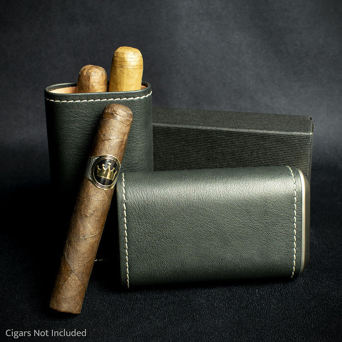 Artamis Black Leather Cigar Case -  3 Robusto Cigars