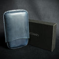 Artamis Navy Blue Leather Cigar Case - 3 Robustos