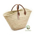Beach Bag - Natural Straw with Dark Brown Leather