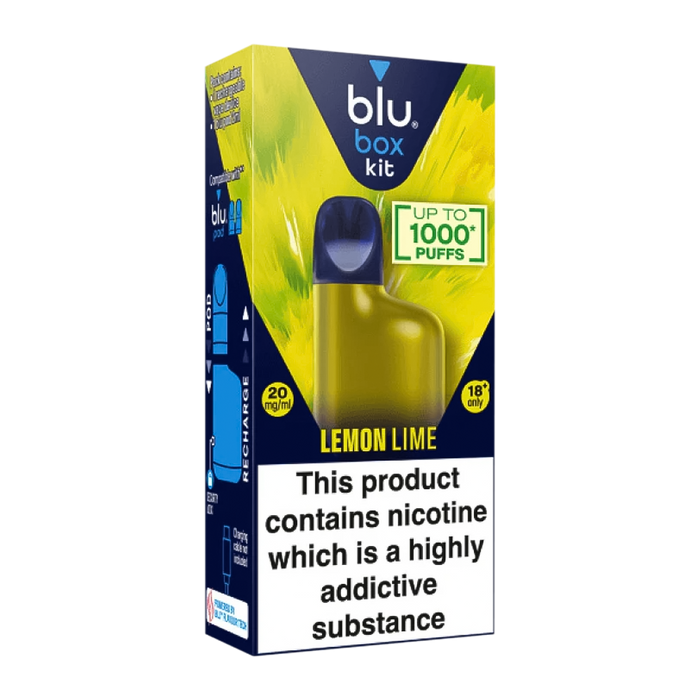 blu box kit Recharchable Device + Lemon Lime Vape Pod 2ml 20mg/ml Nicotine