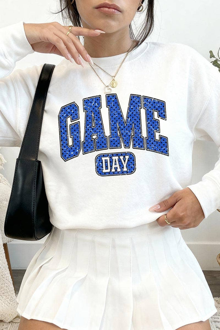 Blue Polka Dot Game Day Graphic Sweatshirt