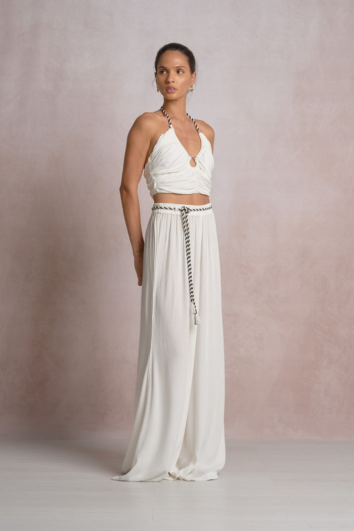Braided Rope Ring Tank Top - White