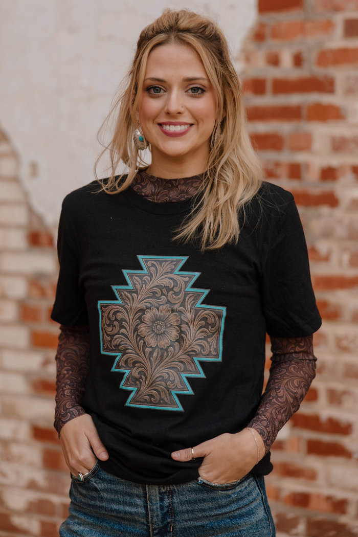 Bronzed Bloom Mesh Top