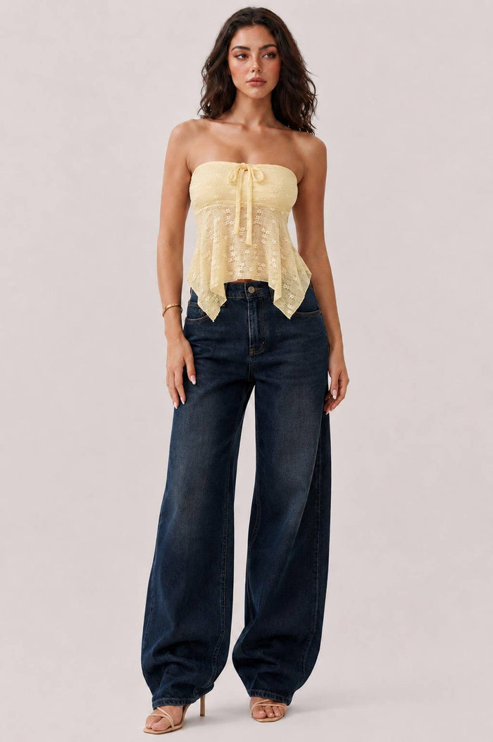Butter cream  STRAPLESS LACE TOP