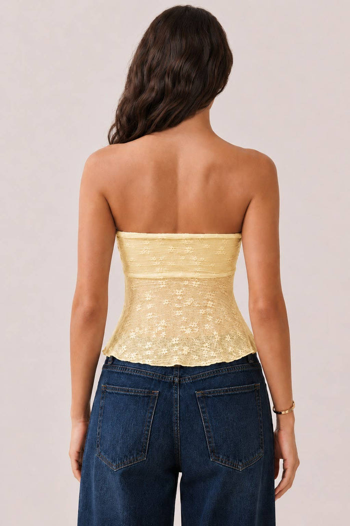Butter cream  STRAPLESS LACE TOP