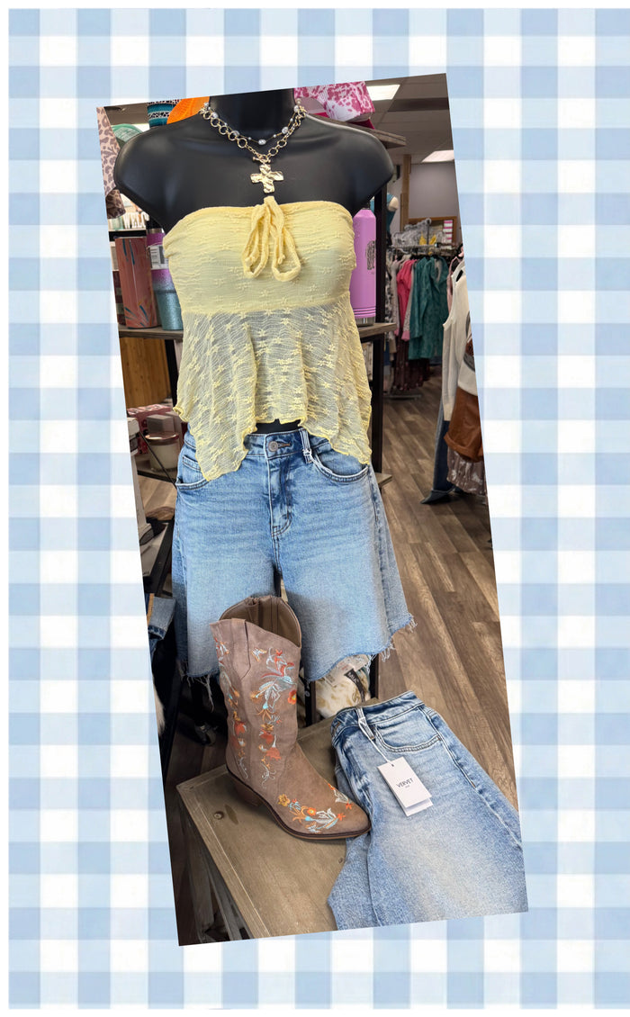 Butter cream  STRAPLESS LACE TOP