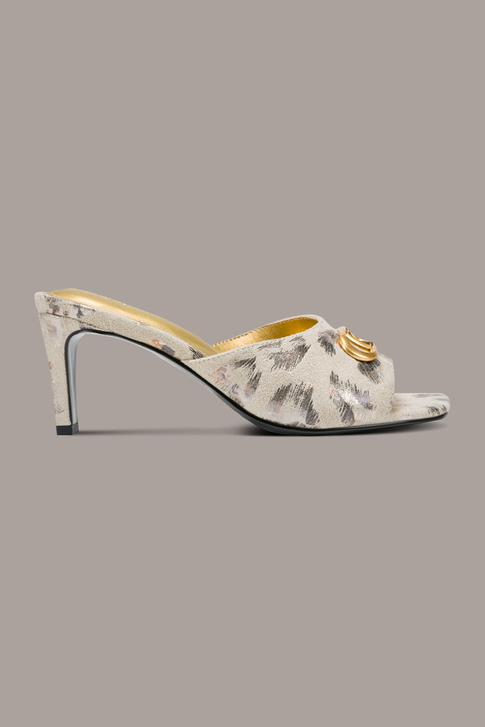 BYRONY METALLIC LEOPARD MULE SANDAL
