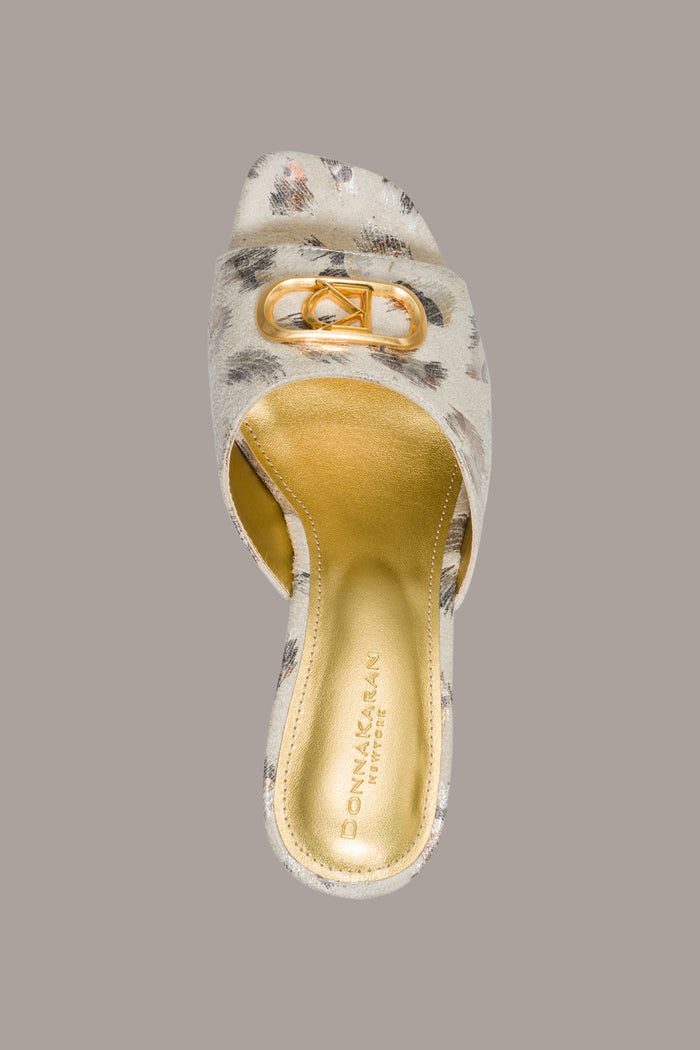 BYRONY METALLIC LEOPARD MULE SANDAL