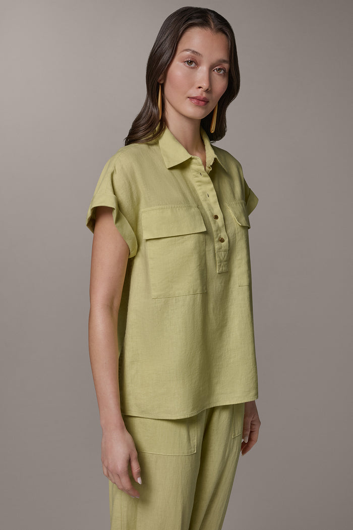 CAP SLEEVE CAMP SHIRT