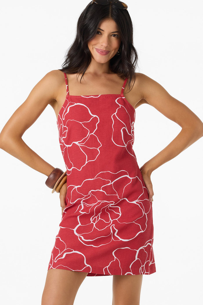 Cecilia Floral Mini Dress - Lifeguard Red