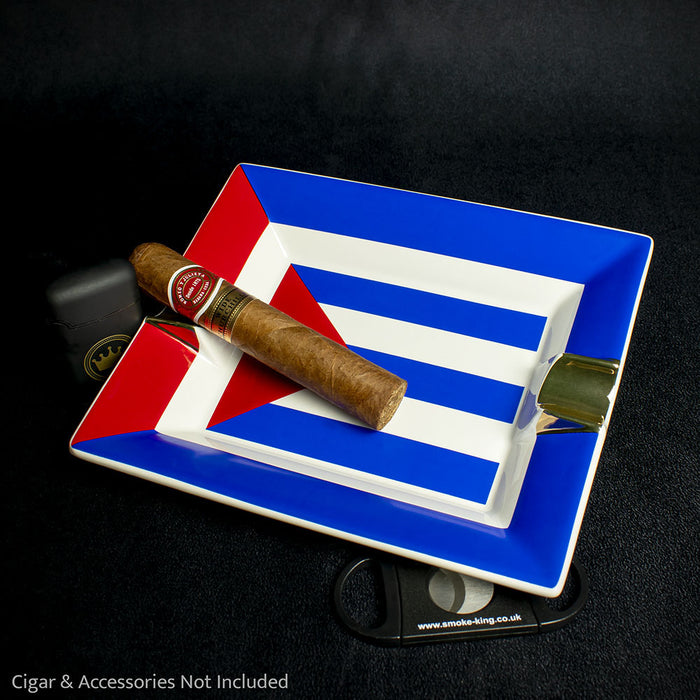 Ceramic Cigar Ashtray Cuban Flag - 2 Rests