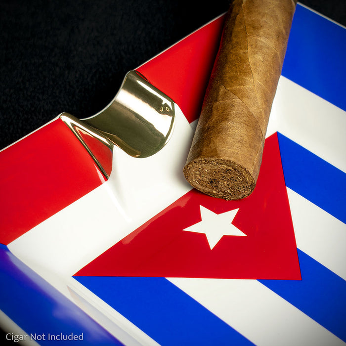 Ceramic Cigar Ashtray Cuban Flag - 2 Rests