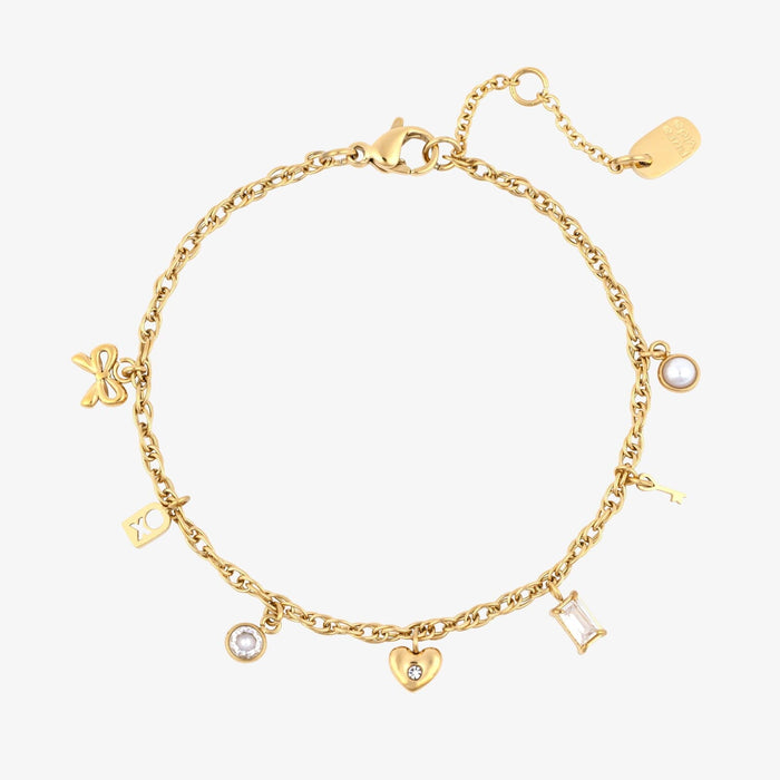 Chain Bracelet - Love Charms (Gold)