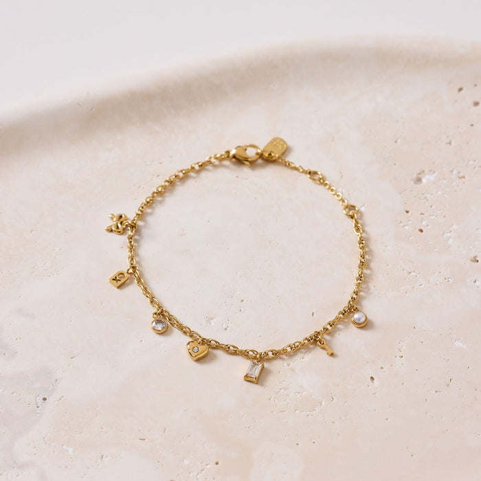 Chain Bracelet - Love Charms (Gold)