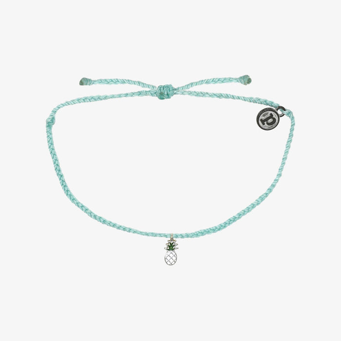 Charm Bracelet - Enamel Pineapple - Silver - Seafoam
