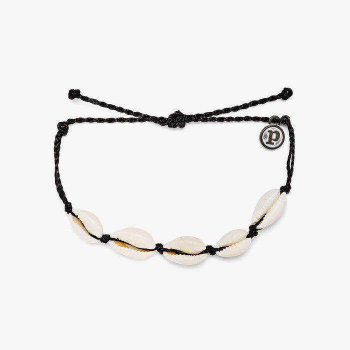 Charm Bracelet - Knotted Cowrie - Silver - Black