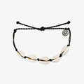 Charm Bracelet - Knotted Cowrie - Silver - Black