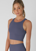 Chevron Highneck Crop Top (One-Size) - Crown Blue