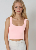 Chevron Ribbed Crop Top (One-Size) - Icy Pink