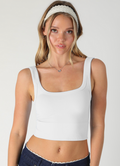 Chevron Ribbed Crop Top (One-Size) - White