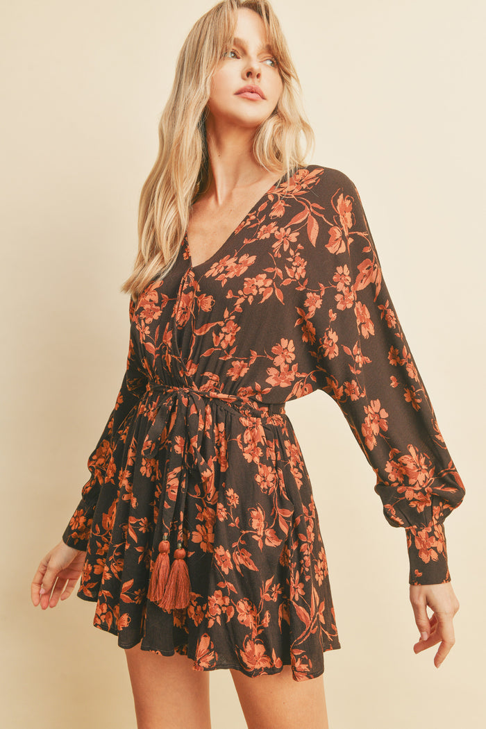 Chocolate Surplice Romper - Dark Brown/Sienna