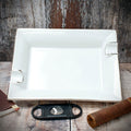 Cigar Ashtray - White Ceramic  Two Rests