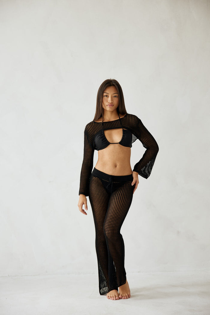 Classic Crochet Cover Up Pants - Black