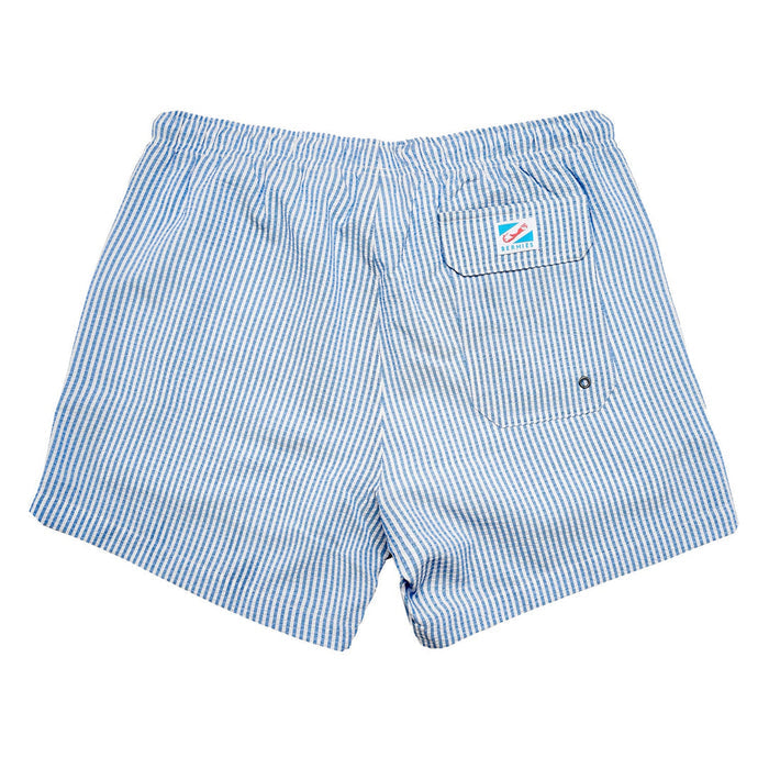 Classic Seersucker Swim Shorts with Compression Liner - Blue