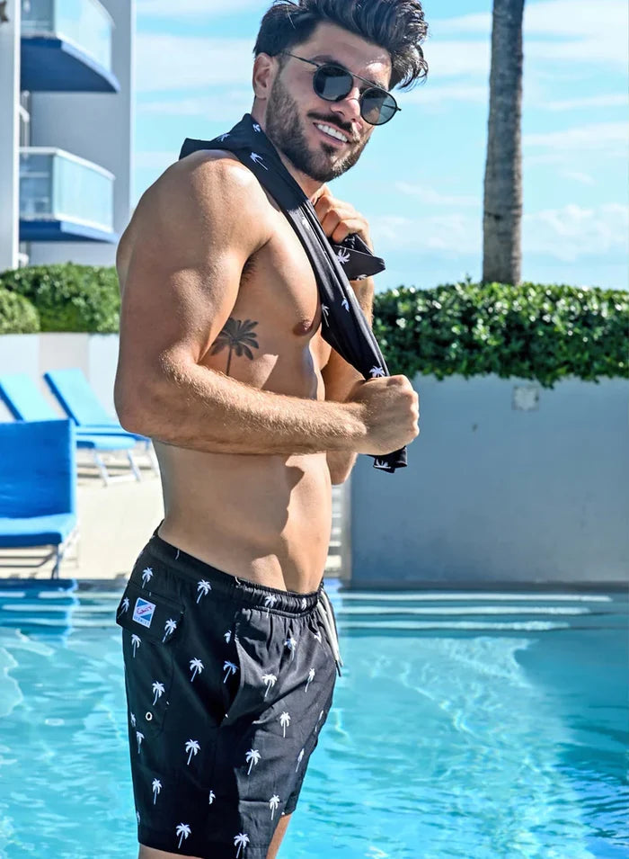 Classic Swim Shorts - Black Palm