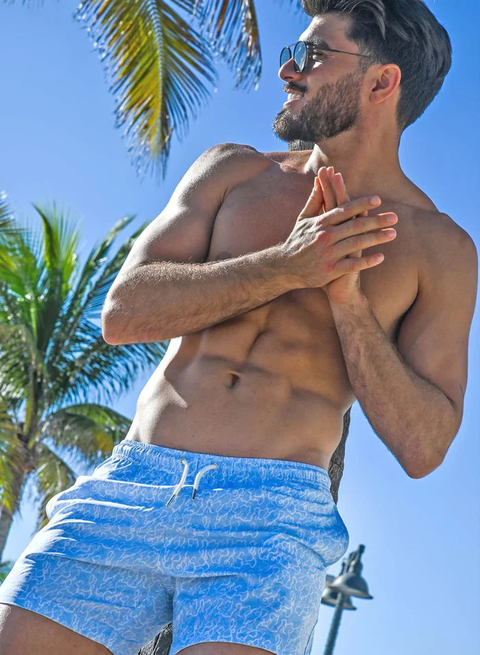 Classic Swim Shorts with Compression Liner - Ocean Motion