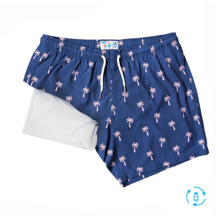 Classic Swim Shorts with Compression Liner - Pink Palm 2.0