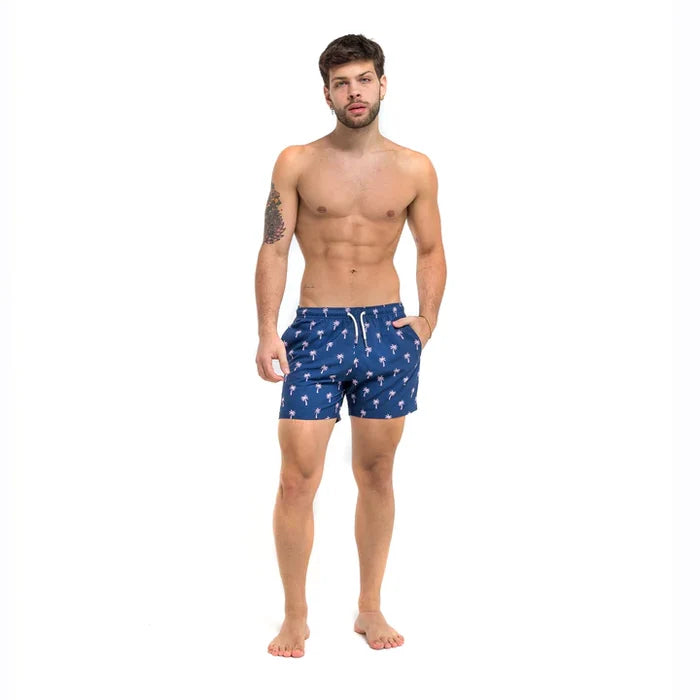Classic Swim Shorts with Compression Liner - Pink Palm 2.0