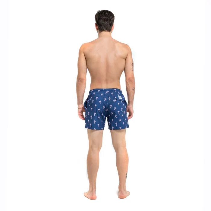 Classic Swim Shorts with Compression Liner - Pink Palm 2.0