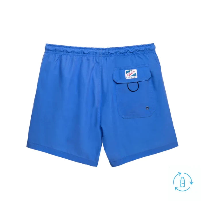 Classic Switch Swim Shorts - Water-Activated Pattern - Blue to Flamingos