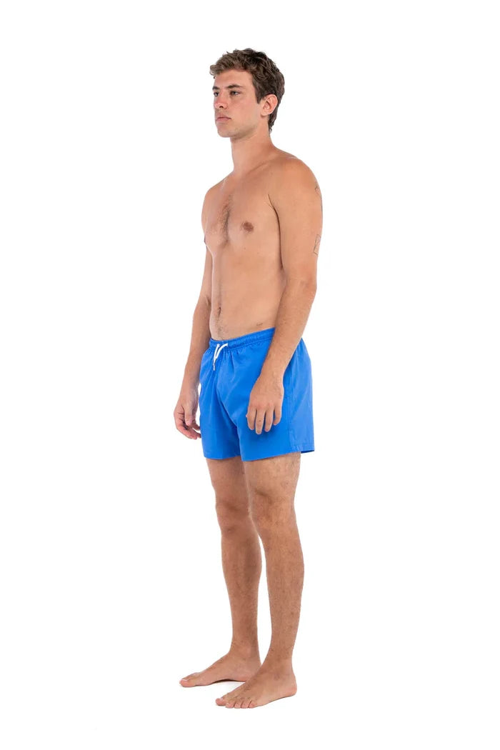 Classic Switch Swim Shorts - Water-Activated Pattern - Blue to Flamingos