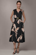 COTTON-SATEEN FLORAL MIDI DRESS